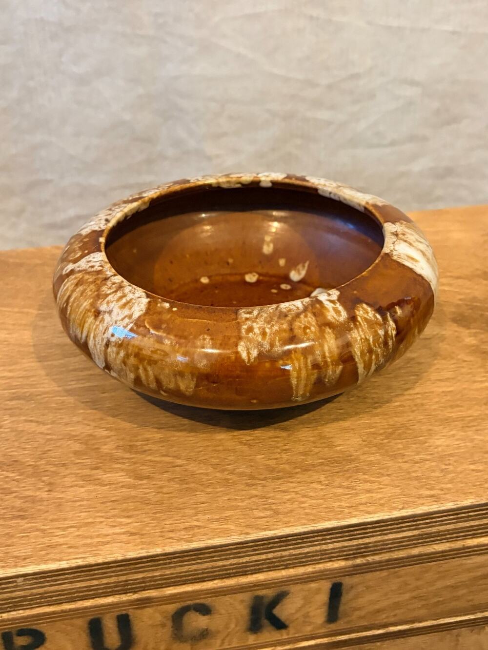 Art Pottery Bowl Drip Glaze Made in USA Mid Century Modern Studio Style 7.5"Art